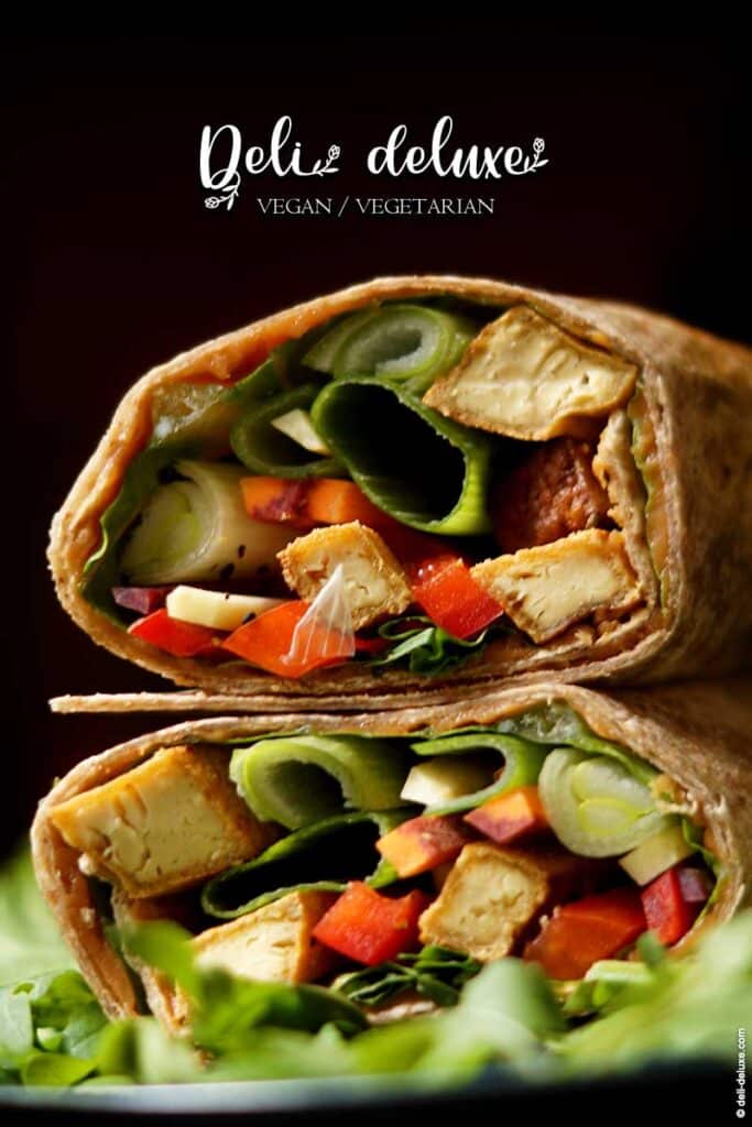 Vollkornwrap Tofu und Ingwer-Erdnuss-Sauce