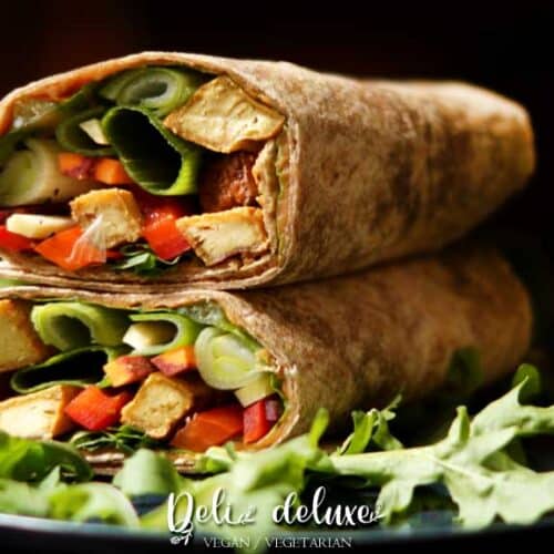 Vollkornwrap Tofu und Ingwer-Erdnuss-Sauce