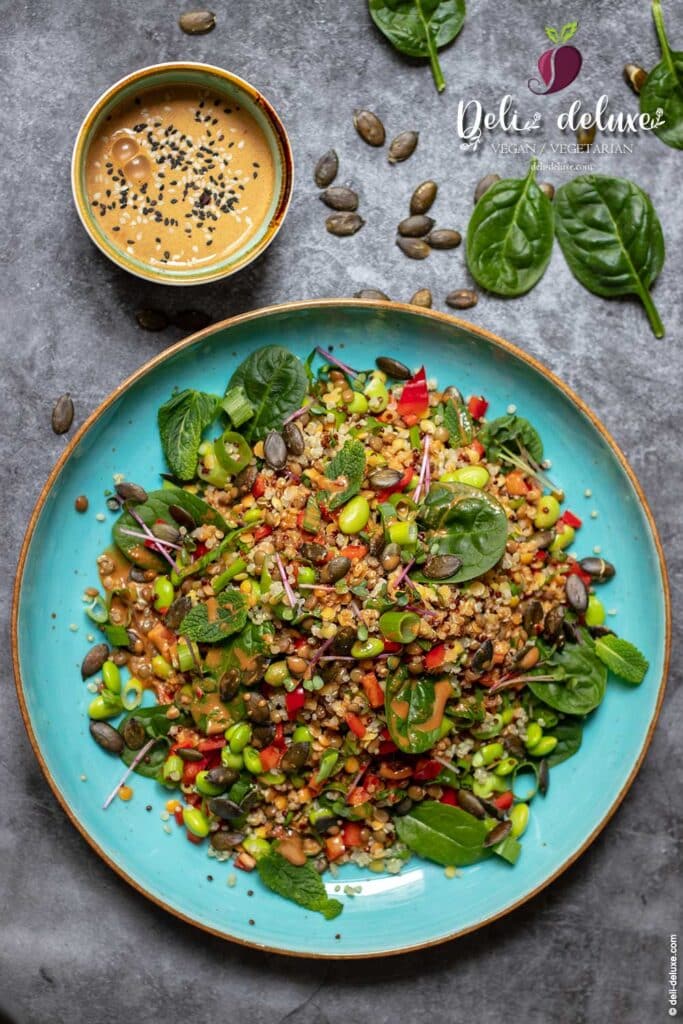 Proteinreicher Linsen-Quinoa-Salat