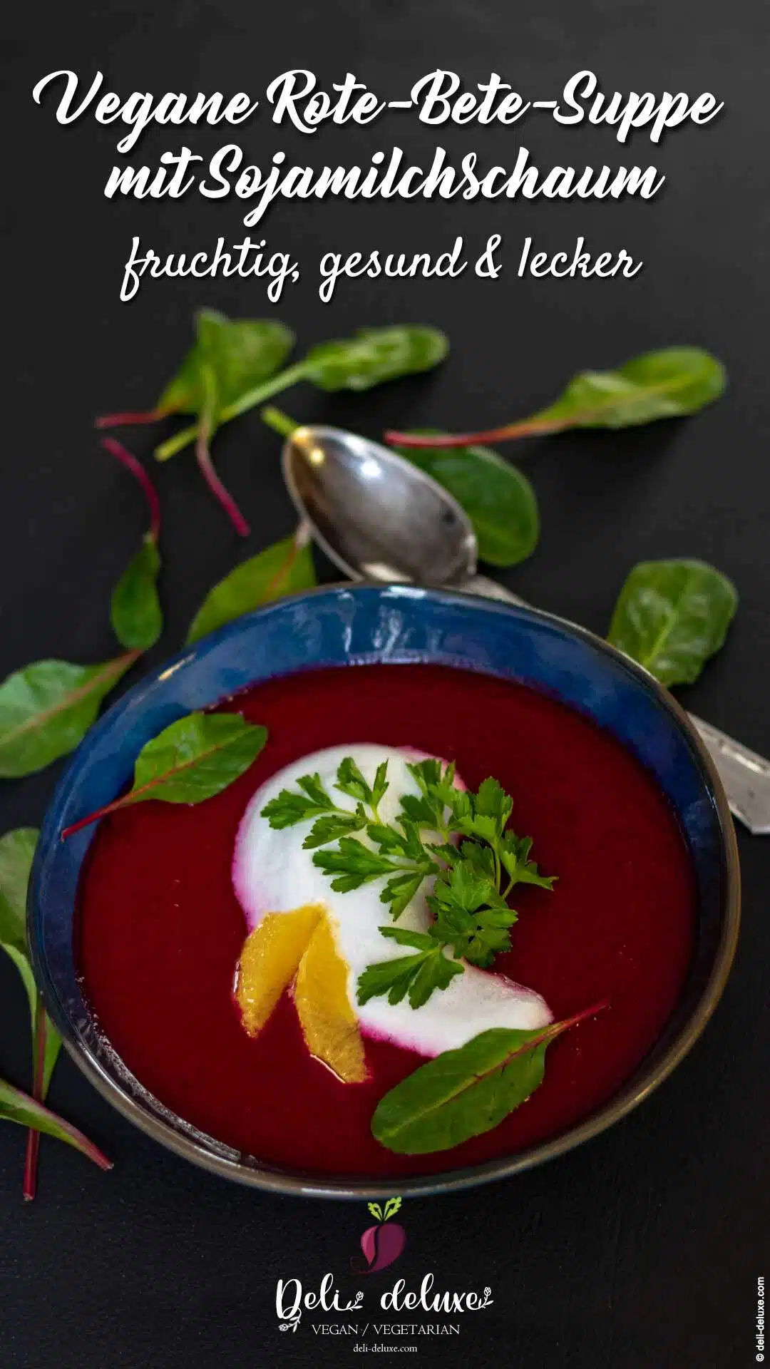 vegane Rote Bete Suppe mit Sojaschaum