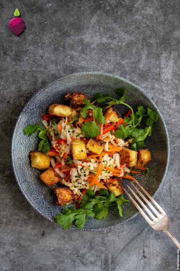 Chinakohl-Salat mit köstlich marinierten Tofu