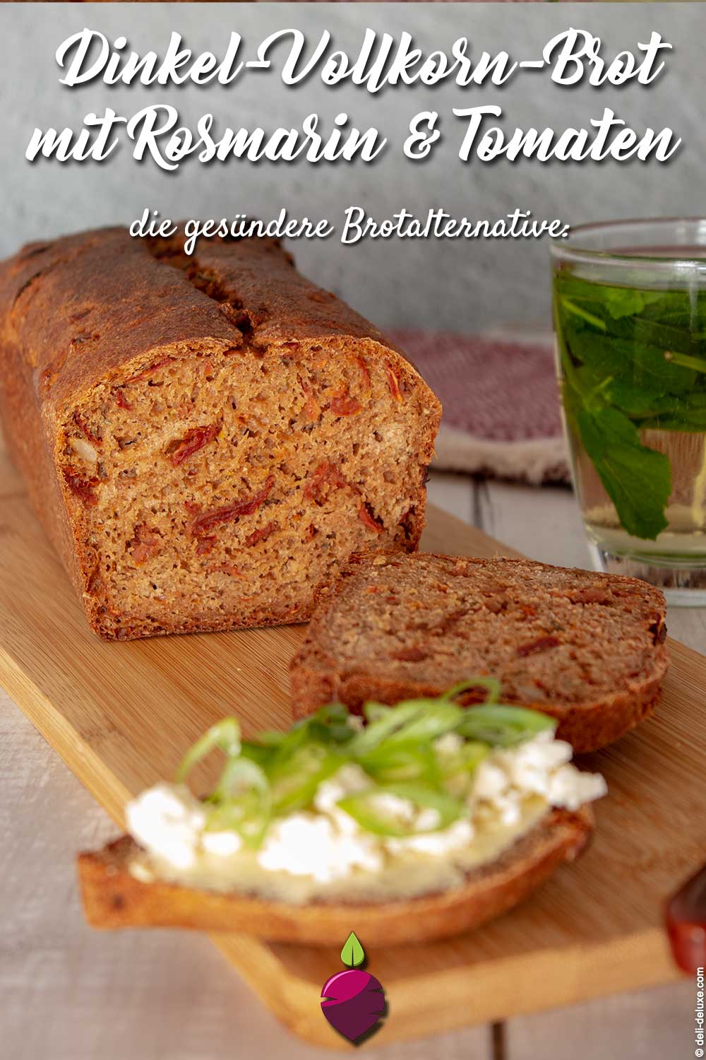 Dinkel-Vollkorn-Brot mit Rosmarin und Tomaten